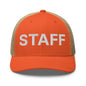 Staff Uniform Work Embroidered Mesh Trucker Hat - Rustic Orange/ Khaki