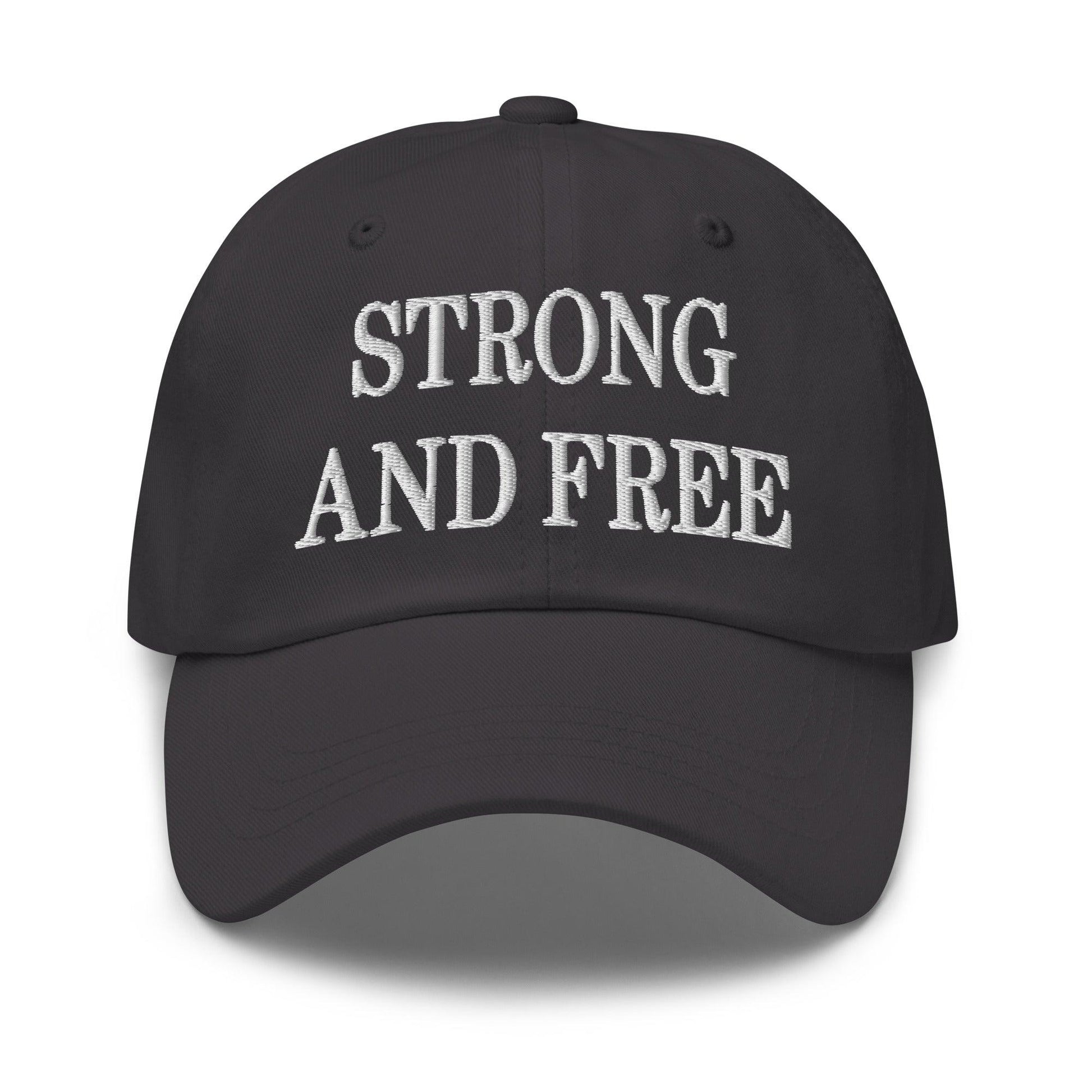 Strong and Free Embroidered Dad Hat - Dark Grey