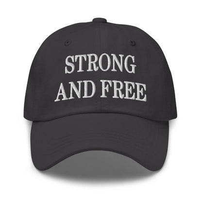 Strong and Free Embroidered Dad Hat - Dark Grey
