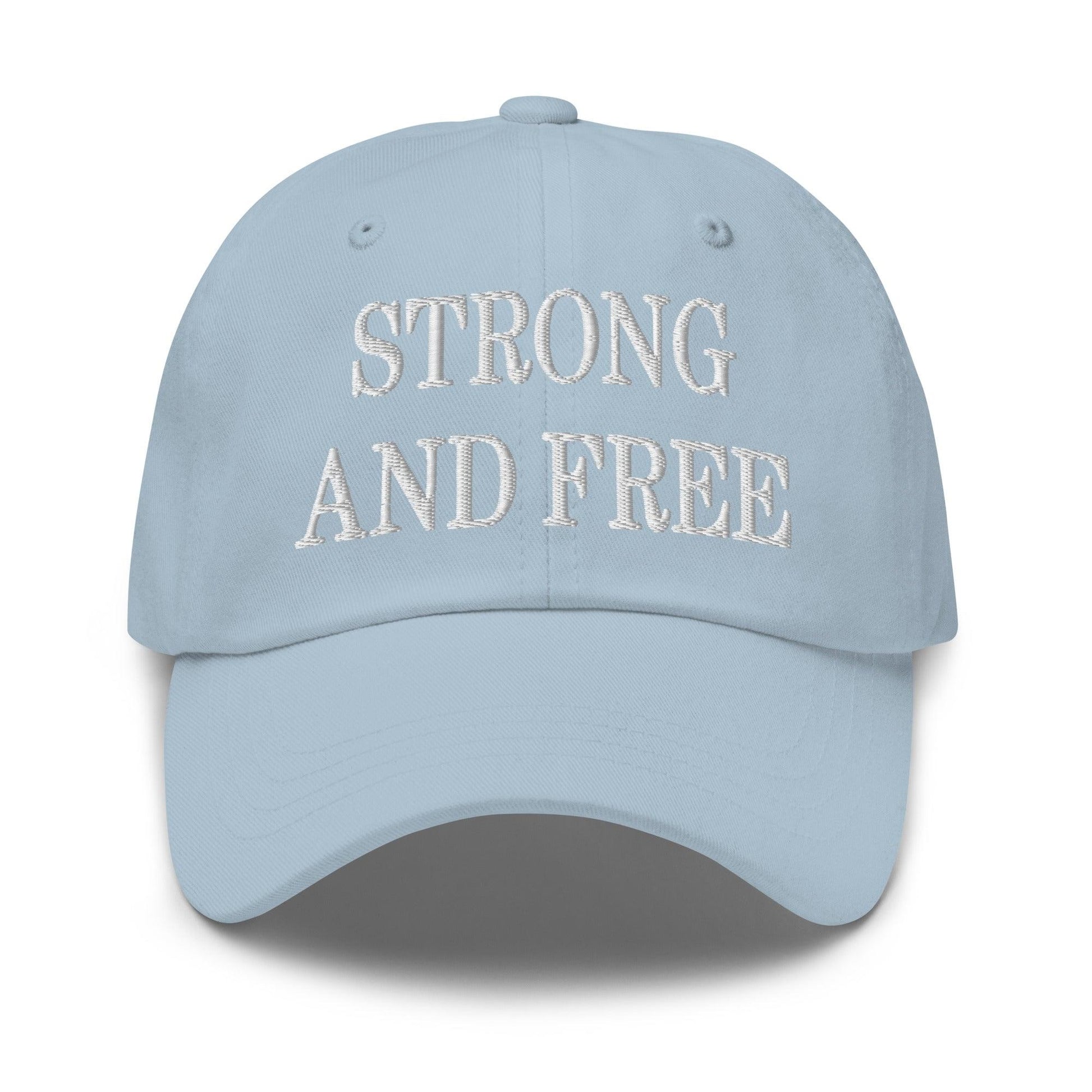 Strong and Free Embroidered Dad Hat - Light Blue