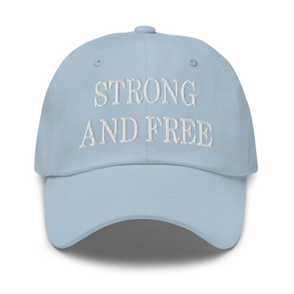Strong and Free Embroidered Dad Hat - Light Blue