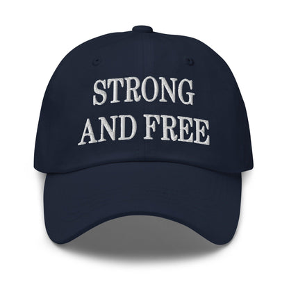 Strong and Free Embroidered Dad Hat - Navy