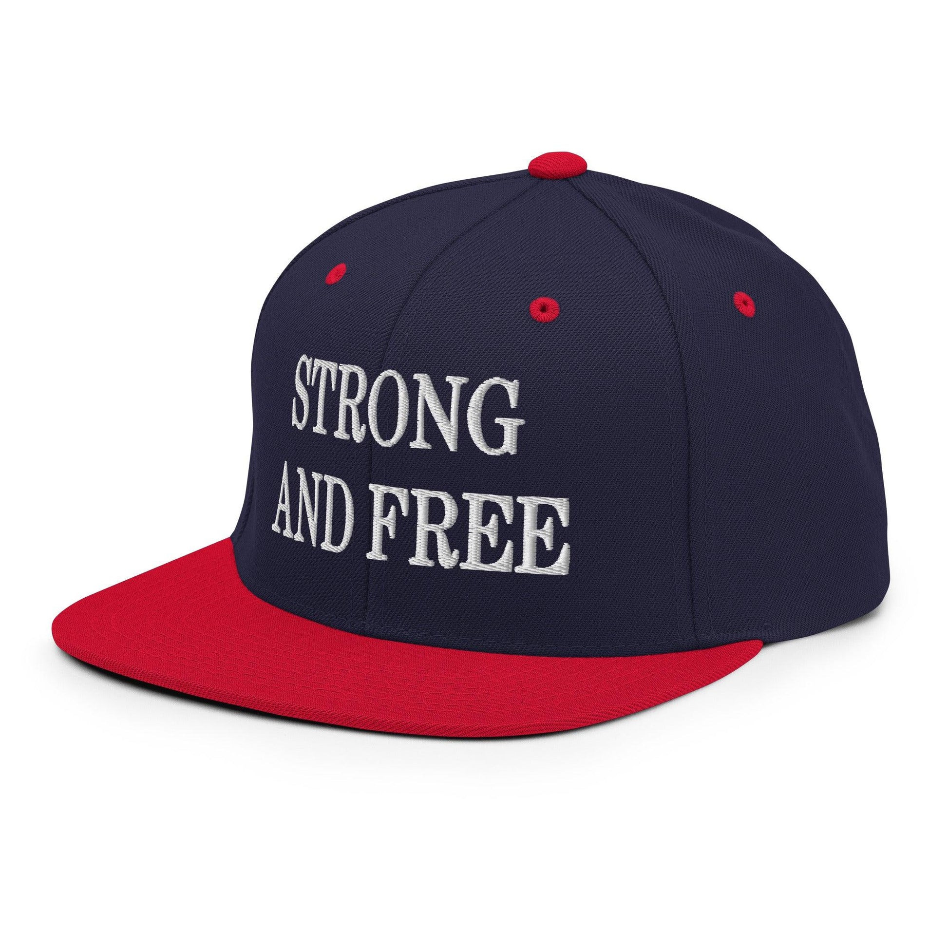 Strong and Free Embroidered Flat Bill Brim Snapback Hat