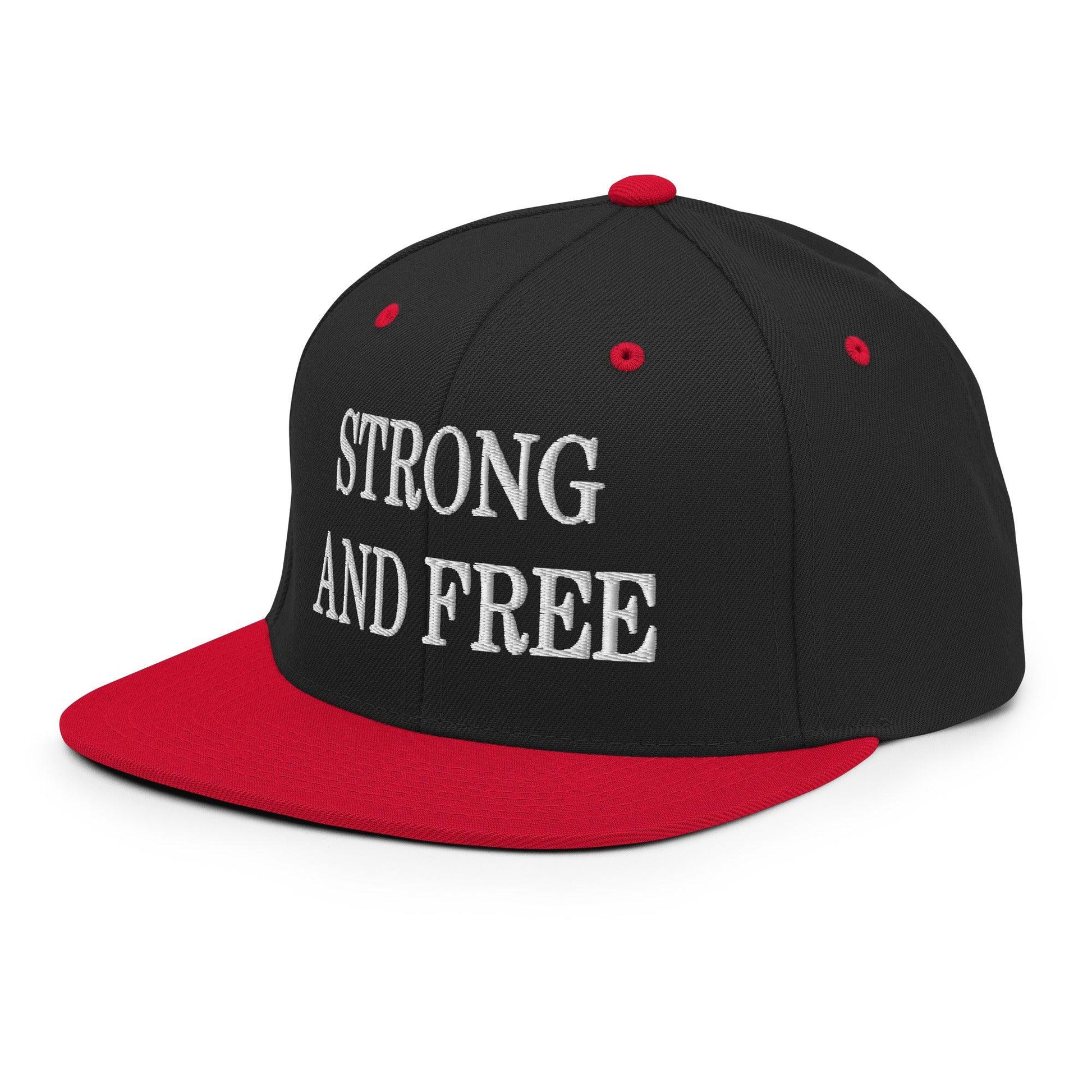 Strong and Free Embroidered Flat Bill Brim Snapback Hat