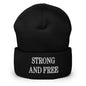 Strong and Free Embroidered Knit Cuffed Beanie - Black - Headwear - Winter
