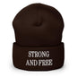 Strong and Free Embroidered Knit Cuffed Beanie - Brown - Headwear - Winter