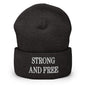 Strong and Free Embroidered Knit Cuffed Beanie - Dark Grey - Headwear - Winter