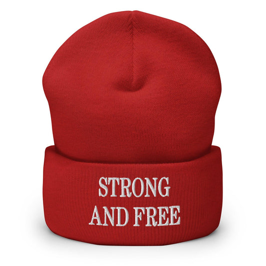 Strong and Free Embroidered Knit Cuffed Beanie - Toronto Screen Printing