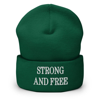 Strong and Free Embroidered Knit Cuffed Beanie - Spruce - Headwear - Winter
