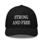 Strong and Free Embroidered Mesh Trucker Hat - Black