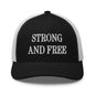 Strong and Free Embroidered Mesh Trucker Hat - Black/ White
