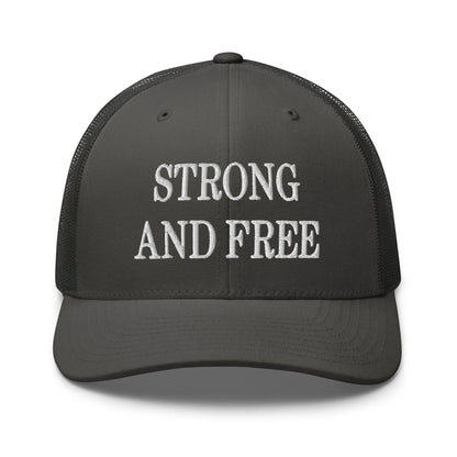 Strong and Free Embroidered Mesh Trucker Hat - Charcoal