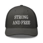 Strong and Free Embroidered Mesh Trucker Hat - Charcoal