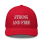 Strong and Free Embroidered Mesh Trucker Hat - Red