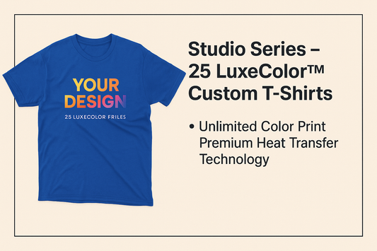 Studio Series – 25 LuxeColor Custom T-Shirts - Gildan Heavy 5000 / Front 11x11 Max (first Location) - T-Shirt