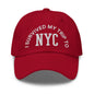 I Survived My Trip to NYC Embroidered Dad Hat - Cranberry