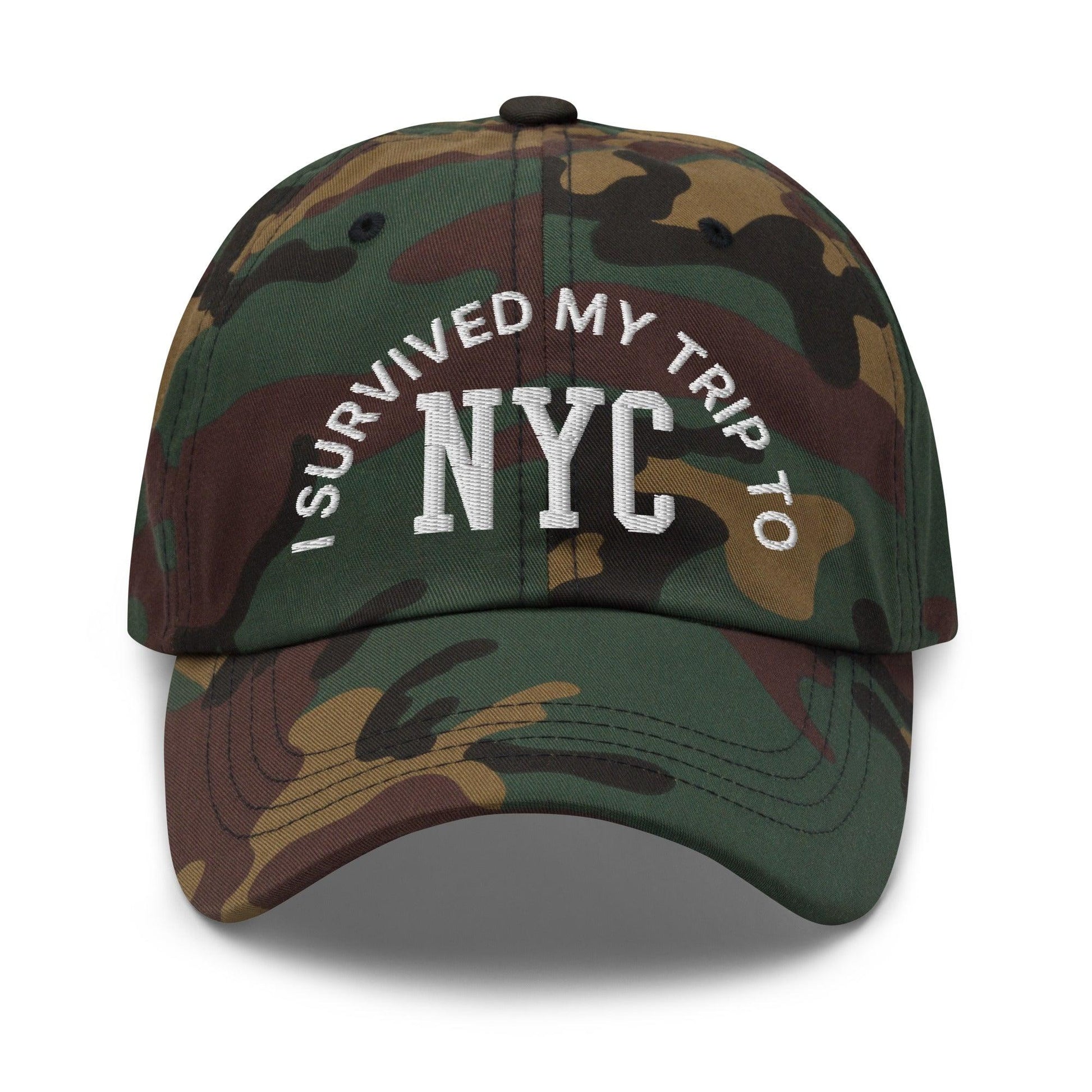 I Survived My Trip to NYC Embroidered Dad Hat - Green Camo