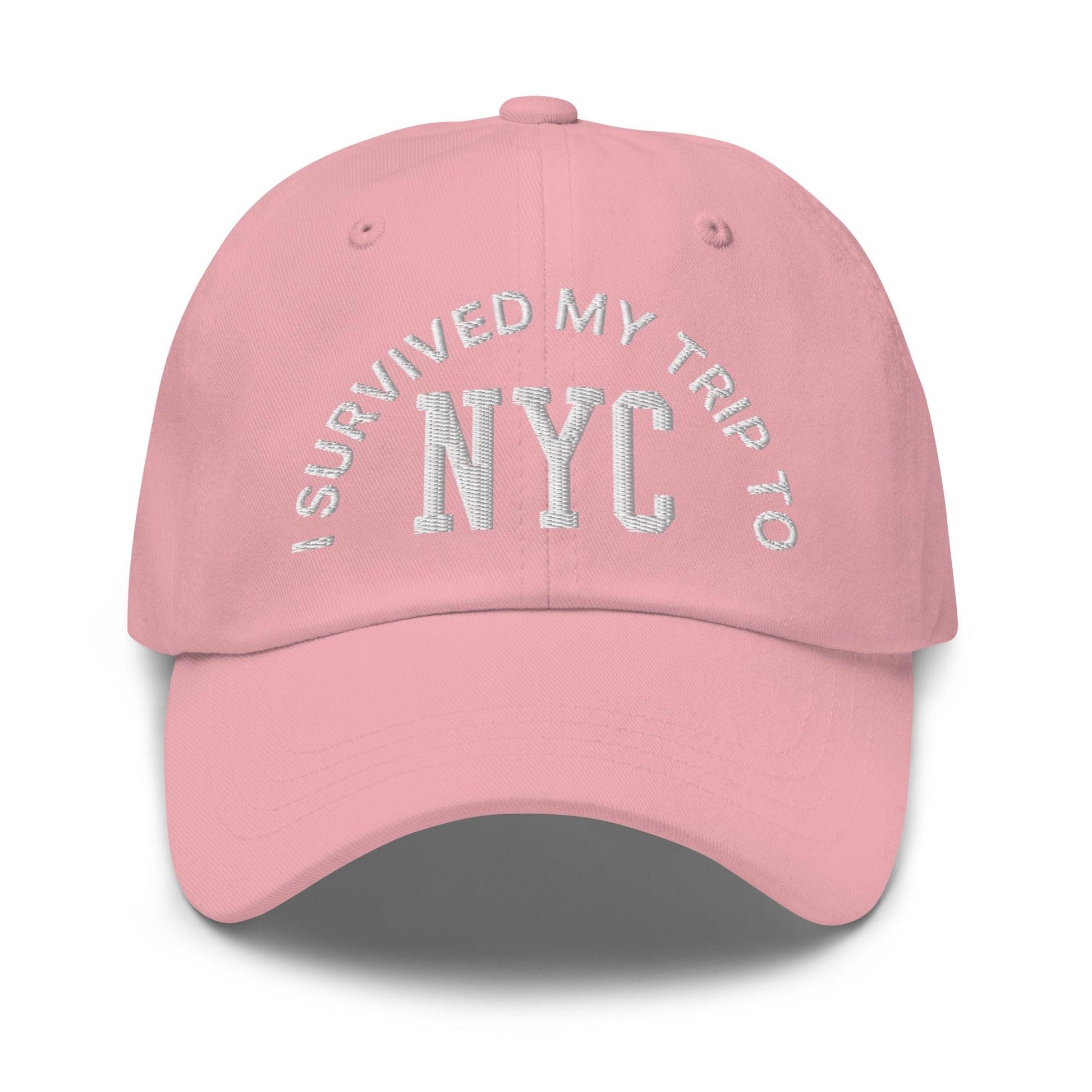 I Survived My Trip to NYC Embroidered Dad Hat - Pink