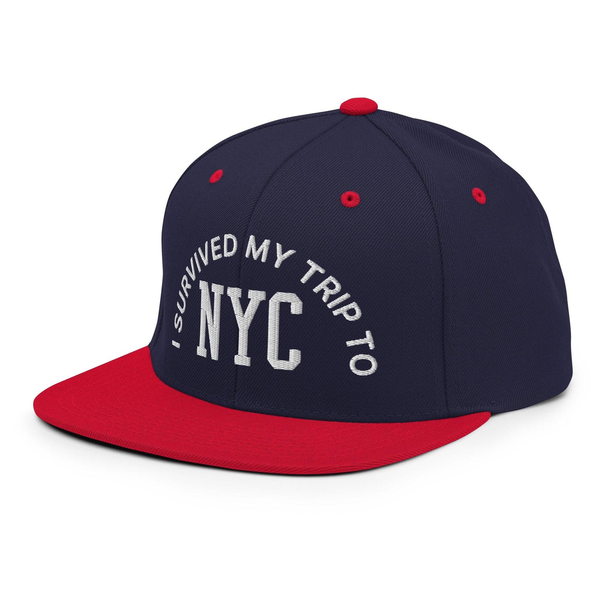 I Survived My Trip to NYC Embroidered Flat Bill Brim Snapback Hat