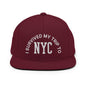 I Survived My Trip to NYC Embroidered Flat Bill Brim Snapback Hat - Maroon