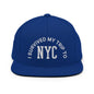 I Survived My Trip to NYC Embroidered Flat Bill Brim Snapback Hat - Royal Blue