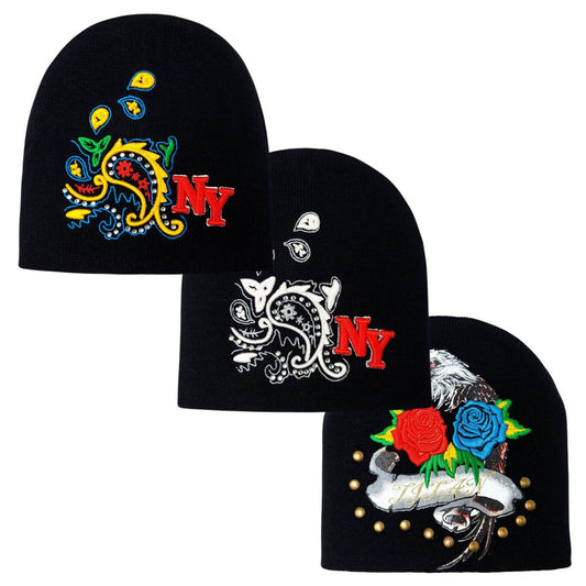 Tattoo Beanie - Multi-Coloured No Cuff - Fashion Knit