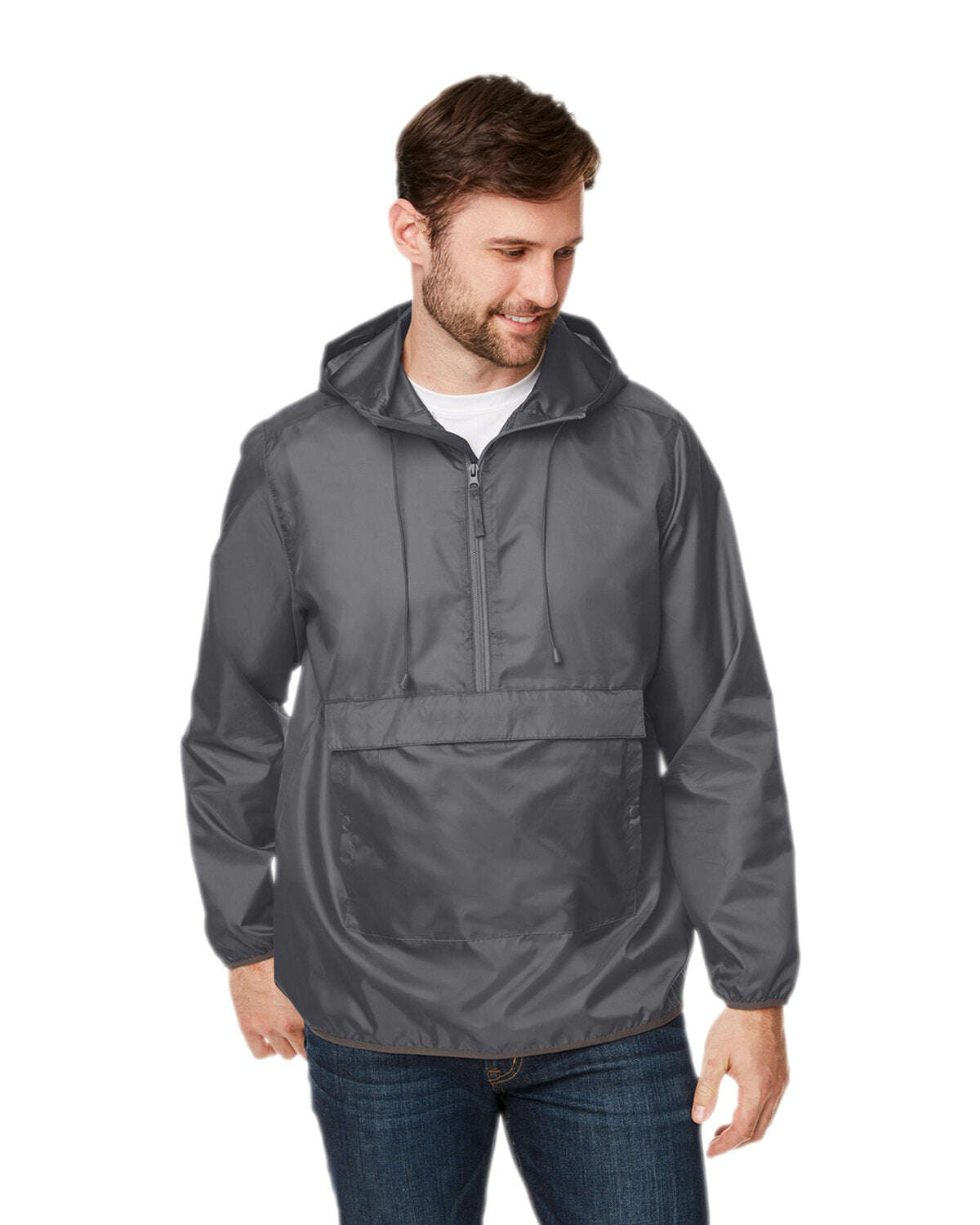 Team 365 Adult Zone Protect Packable Anorak Jacket TT77 - SPORT GRAPHITE / XS - Outerwear
