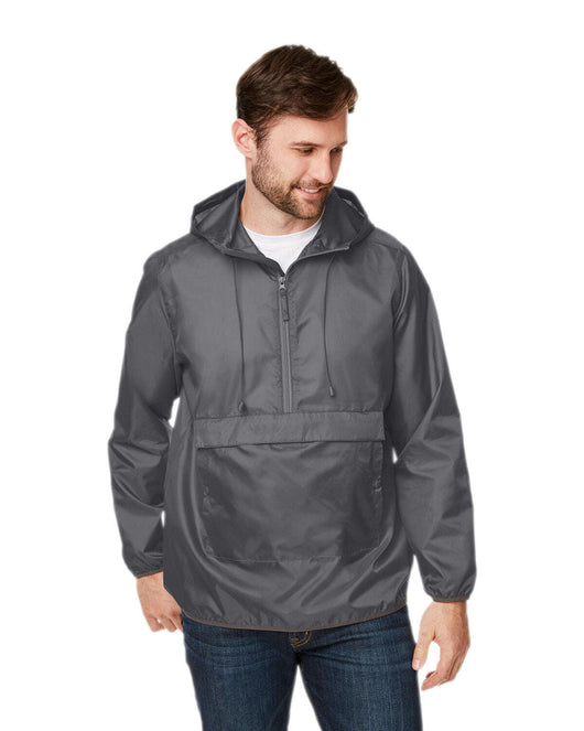 Team 365 Adult Zone Protect Packable Anorak Jacket TT77 - SPORT GRAPHITE / XS - Outerwear