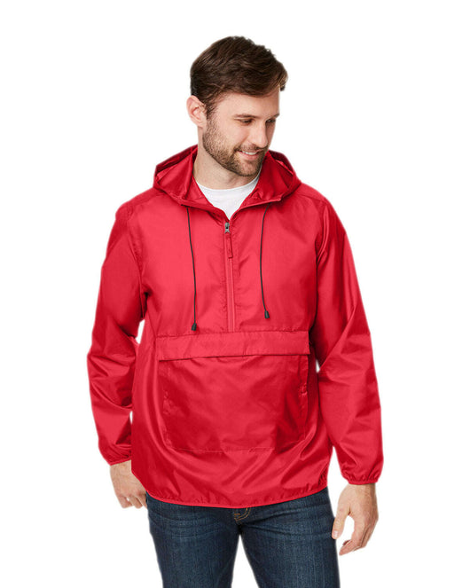 Team 365 Adult Zone Protect Packable Anorak Jacket TT77 - SPORT RED / XS - Outerwear
