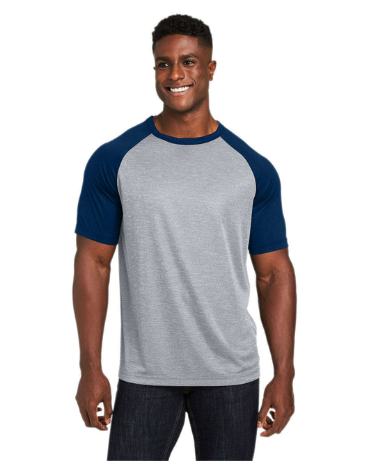 Team 365 Unisex Zone Colorblock Raglan T-Shirt TT62 - ATH HT / SP DK NV / XS - T-Shirts