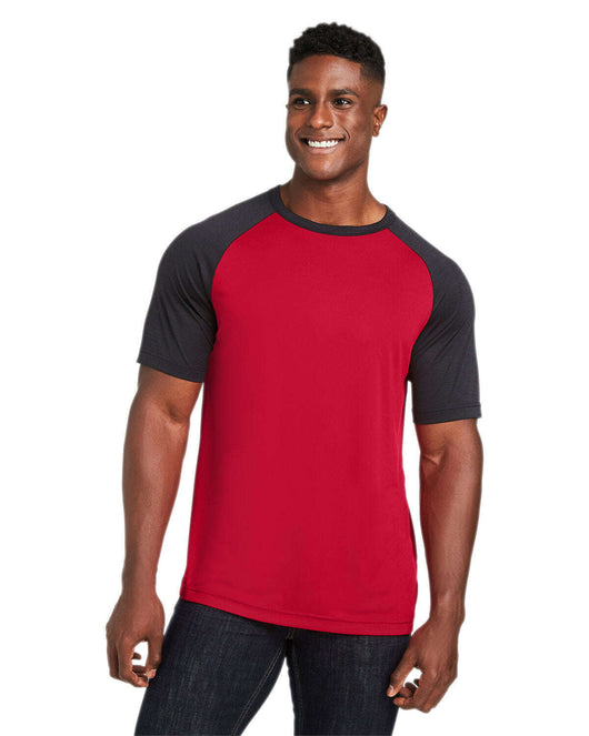 Team 365 Unisex Zone Colorblock Raglan T-Shirt TT62 - SP RED / BLK HTHR / XS - T-Shirts
