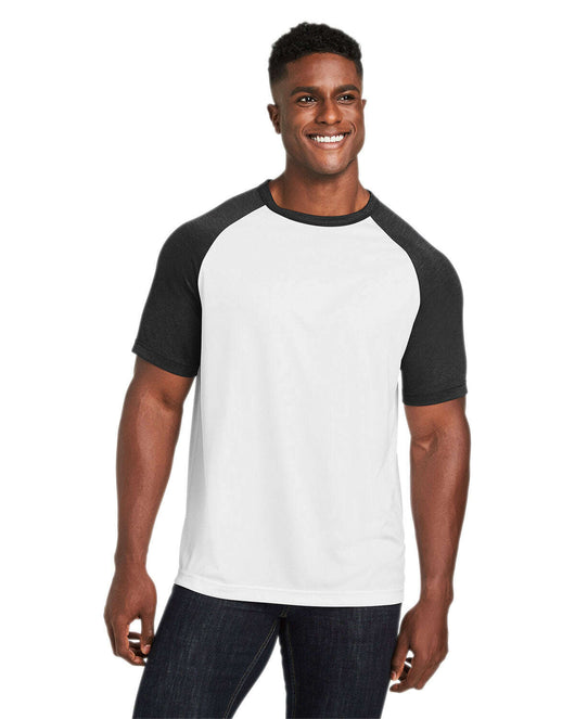 Team 365 Unisex Zone Colorblock Raglan T-Shirt TT62 - WHITE / BLK HTHR / XS - T-Shirts