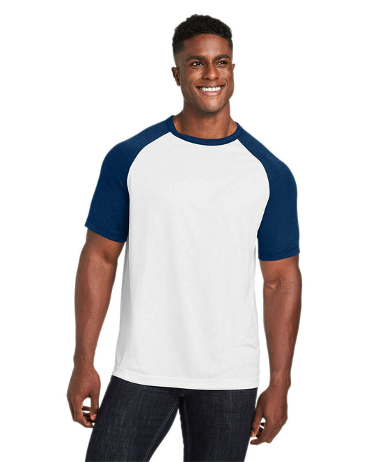 Team 365 Unisex Zone Colorblock Raglan T-Shirt TT62 - WHT / SP DK NV HT / XS - T-Shirts