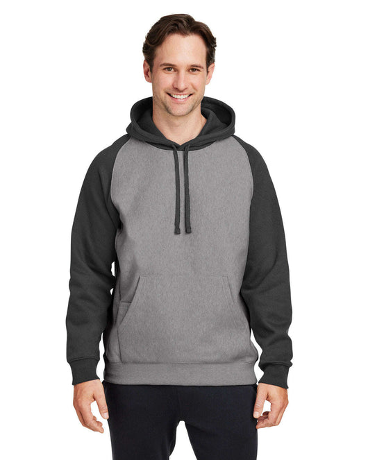 Team 365 Unisex Zone HydroSport™ Heavyweight Colorblock Hooded Sweatshirt TT96CB - DK GRY HTHR / BLK / XS - Sweatshirts