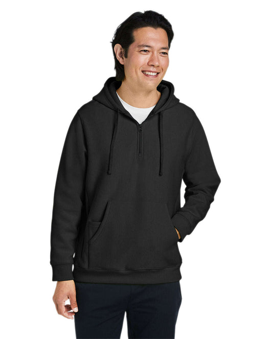 Team 365 Unisex Zone HydroSport™ Heavyweight Quarter-Zip Hooded Sweatshirt TT97 - BLACK / XS - Sweatshirts | Fleece