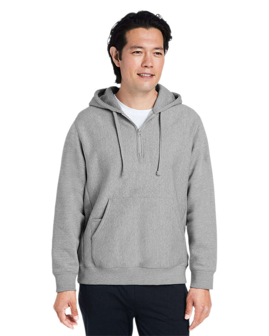 Team 365 Unisex Zone HydroSport™ Heavyweight Quarter-Zip Hooded Sweatshirt TT97 - ATHLETIC HEATHER / XS - Sweatshirts