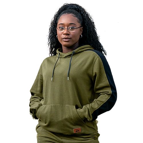 Timberlea T2002 - Unisex Fleece Colourblock Hoodie - Military Green/Black / XS - Sweatshirts & Hoodies