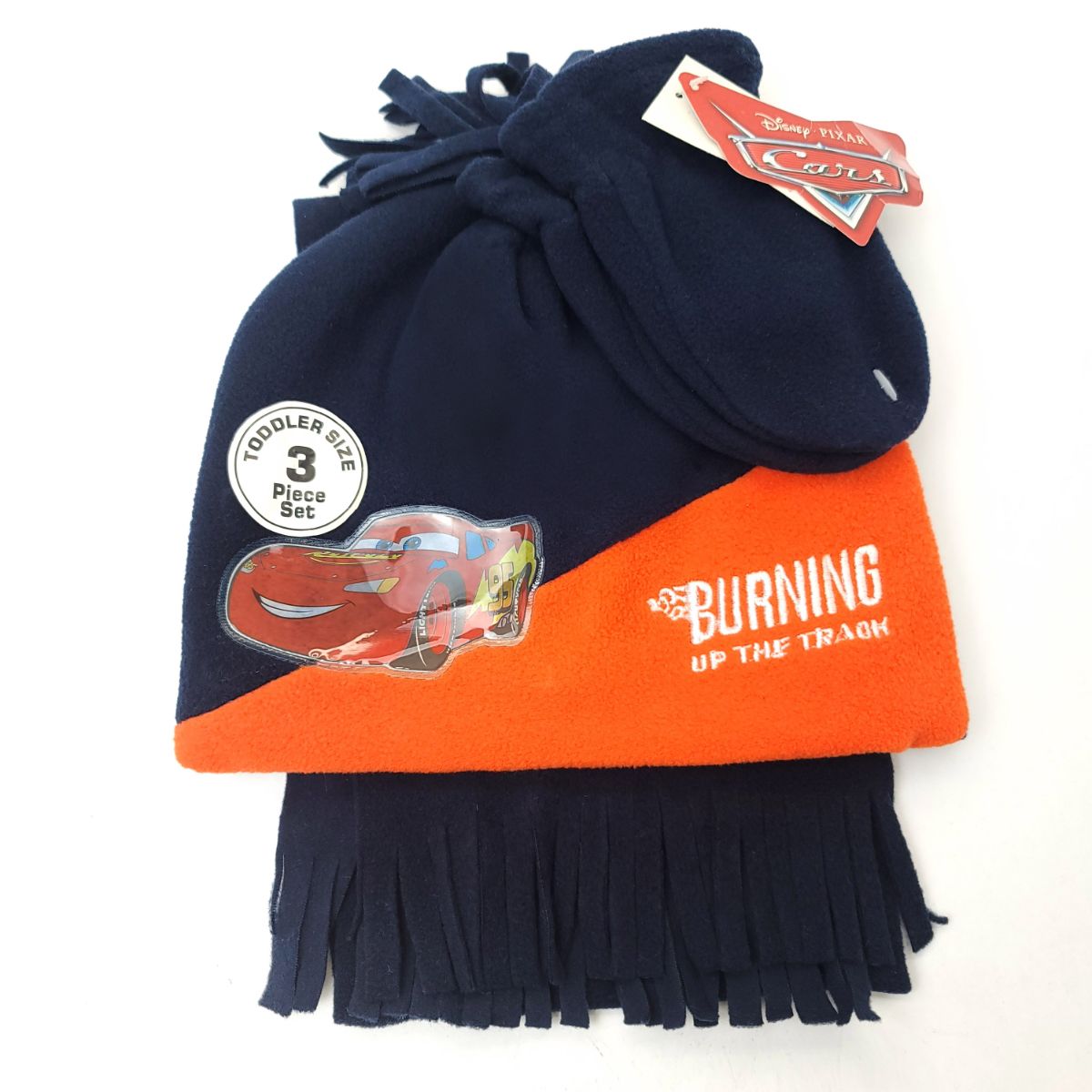 Toddler - Cars 3pcs set Winter hat Mittens & Scarf - Character Knit Toque Set