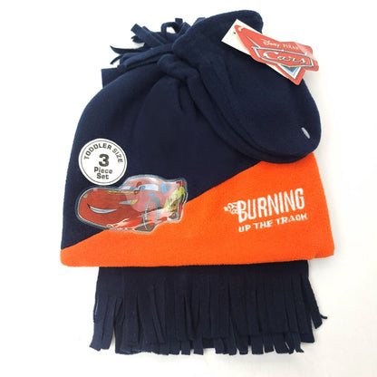 Toddler - Cars 3pcs set Winter hat Mittens & Scarf - Character Knit Toque Set