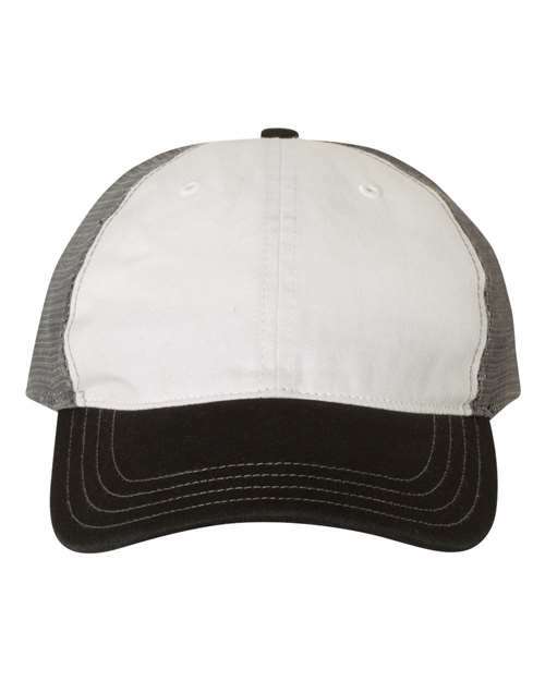 Toronto live screen printing custom apparel trucker cap - White/ Charcoal/ Black / Adjustable