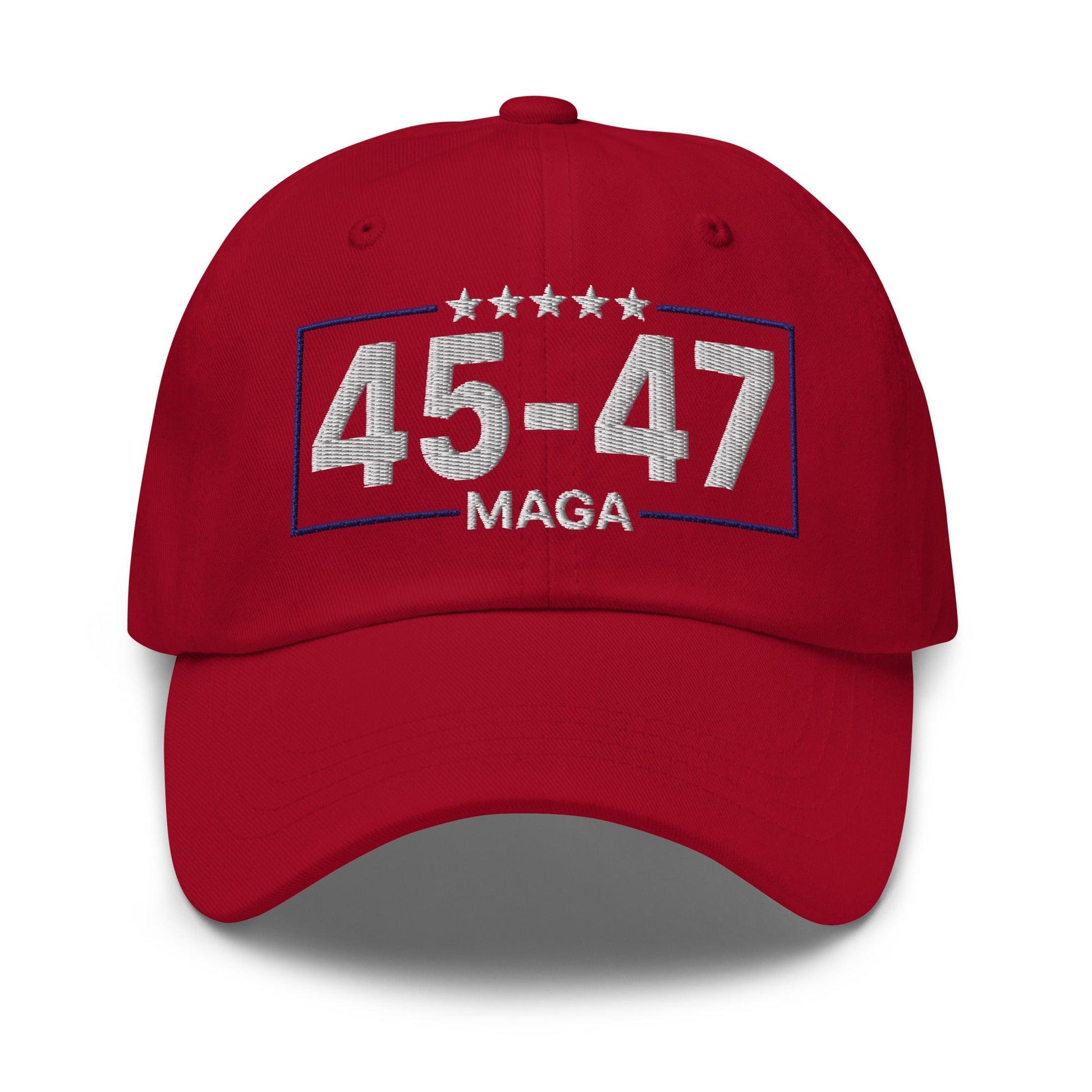 Trump 45-47 MAGA Embroidered Dad Hat - Cranberry