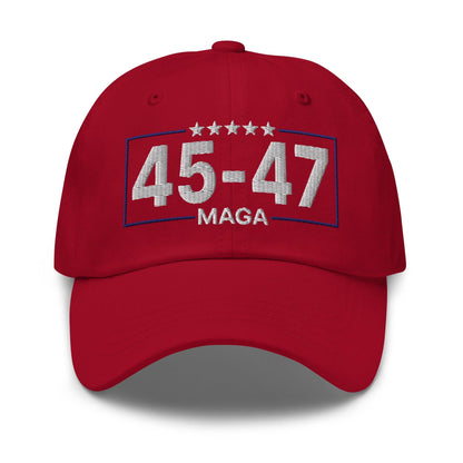 Trump 45-47 MAGA Embroidered Dad Hat - Cranberry