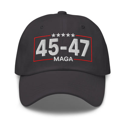 Trump 45-47 MAGA Embroidered Dad Hat - Dark Grey