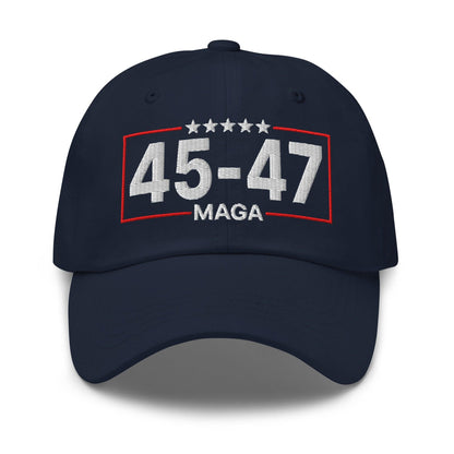 Trump 45-47 MAGA Embroidered Dad Hat - Navy