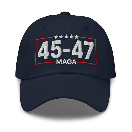 Trump 45-47 MAGA Embroidered Dad Hat - Navy