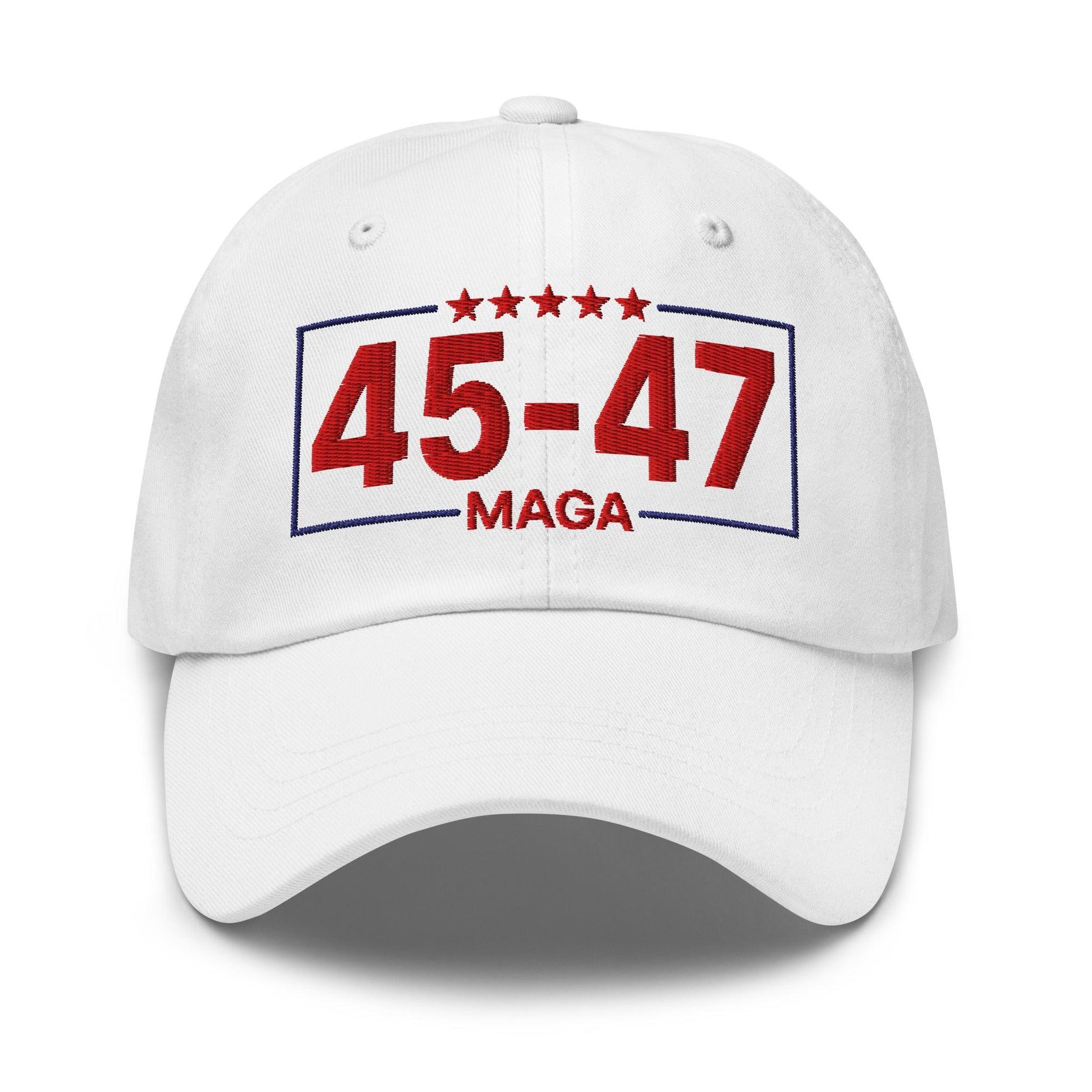 Trump 45-47 MAGA Embroidered Dad Hat - White