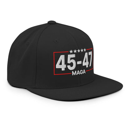 Trump 45-47 MAGA Embroidered Flat Bill Brim Snapback Hat