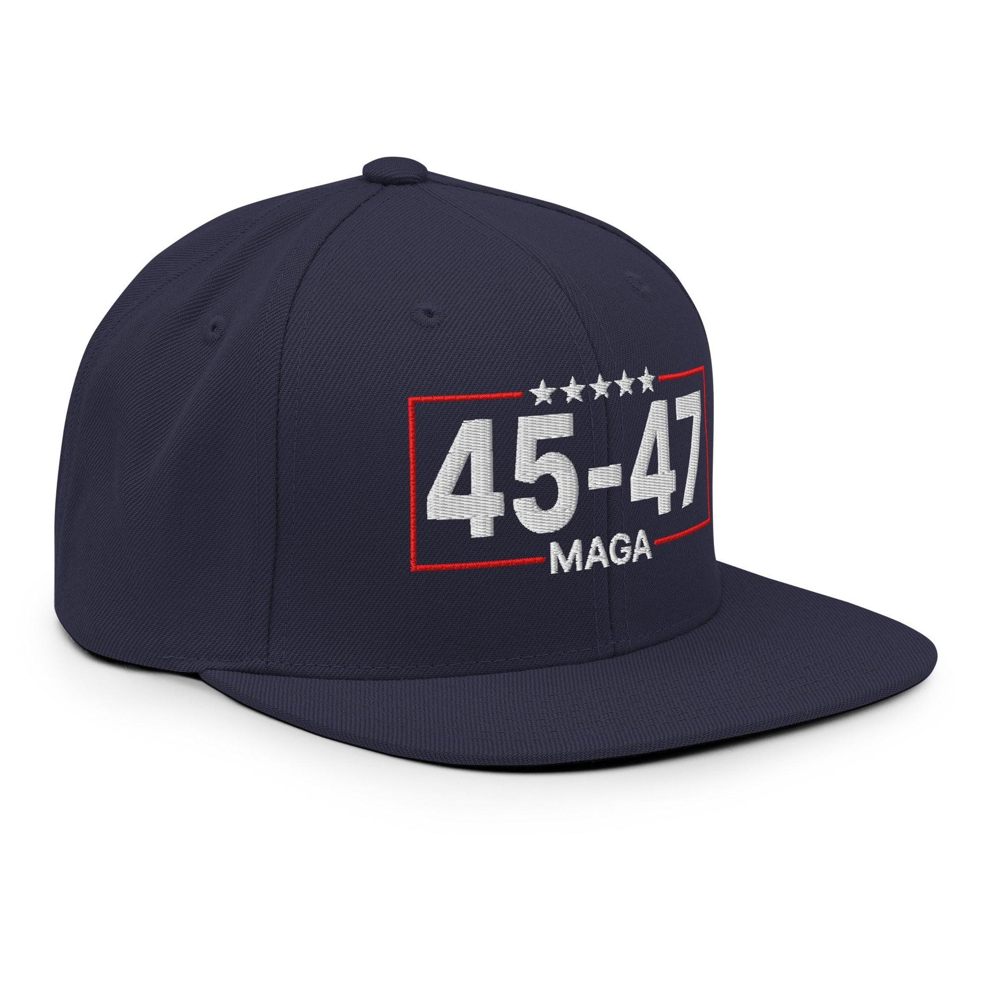 Trump 45-47 MAGA Embroidered Flat Bill Brim Snapback Hat