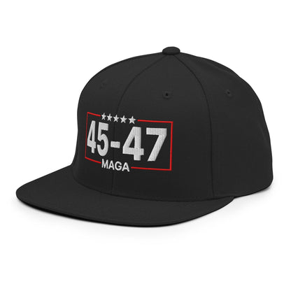 Trump 45-47 MAGA Embroidered Flat Bill Brim Snapback Hat