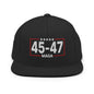 Trump 45-47 MAGA Embroidered Flat Bill Brim Snapback Hat - Black